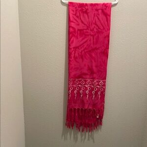 Pink Wrap with Intricate Fringe Detail